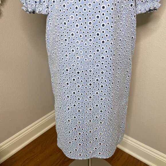 Prose & Poetry Sheila Midi Dress Size Small Blue Eyelet Off the Shoulder New - Picture 5 of 13